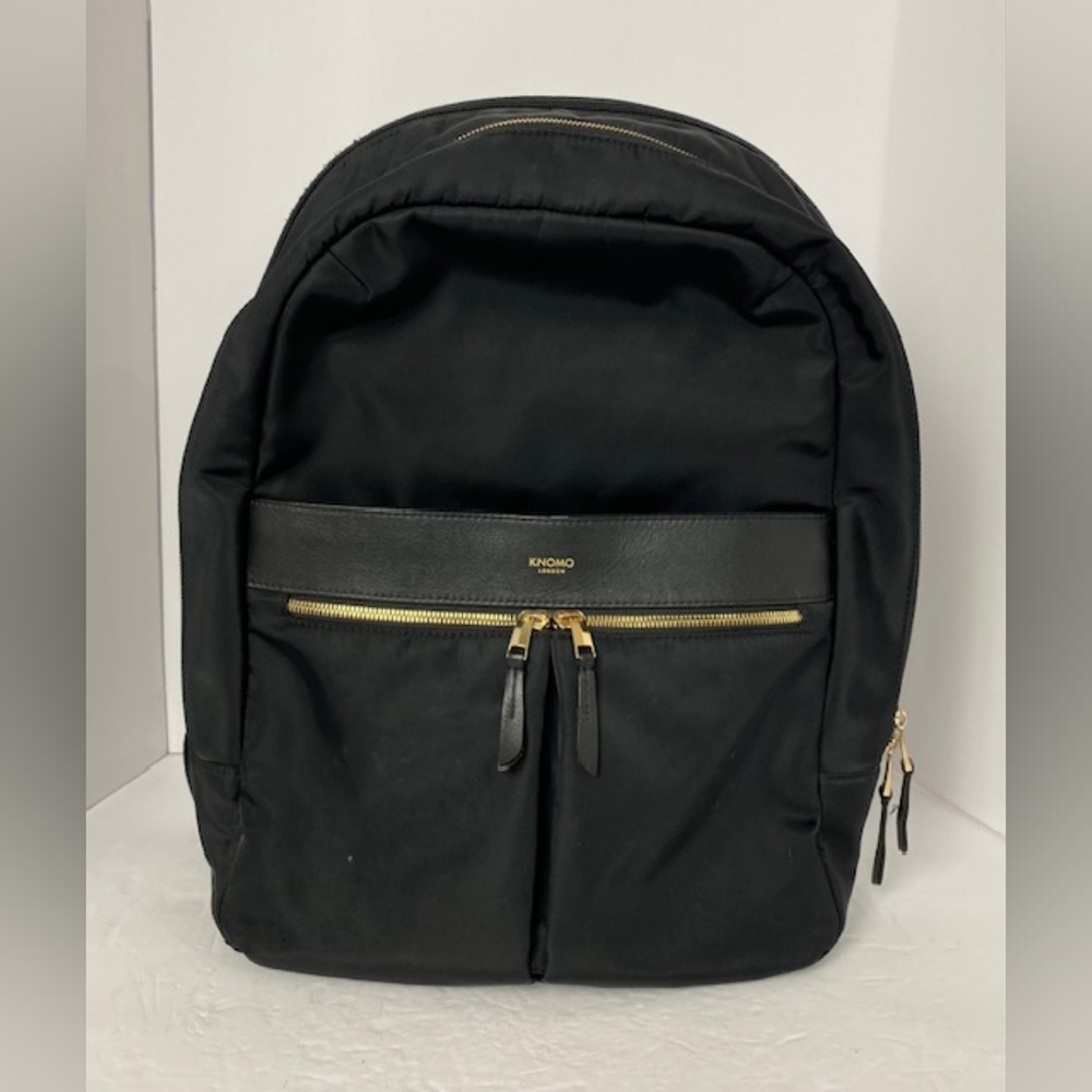 Kinomo Beauchamp Black Nylon Backpack with Gold Hardware